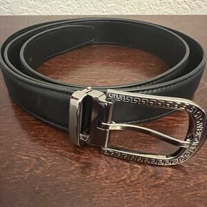 Versace Genuine Leather Men’s Belt Black Silver Buckle Size 110/44 Italy NWOT